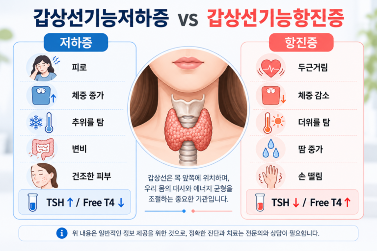 갑상선기능저하증과 갑상선기능항진증, 증상 및 차이 5 갑상선기능저하증 vs 항진증 썸네일선