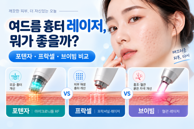 여드름 흉터 레이저 뭐가 좋을까? 포텐자·프락셀·브이빔·피코프락셀·CO₂ 레이저 완벽 비교 10 여드름 흉터 레이저 썸네일